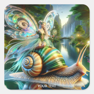 Pegatina Cuadrada Fantasy Cute Snail Chica