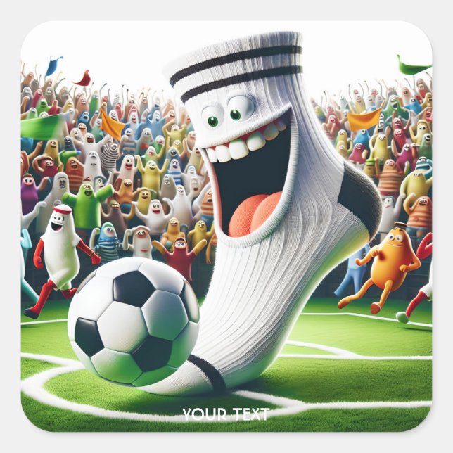 Pegatina Cuadrada Fantasy Cute Soccer Ball (Anverso)