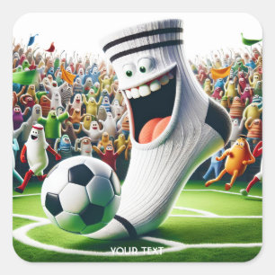 Pegatina Cuadrada Fantasy Cute Soccer Ball