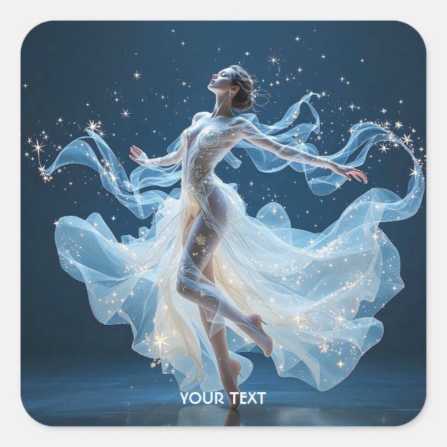 Pegatina Cuadrada Fantasy Cute Stars Lady Dancing (Anverso)
