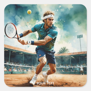 Pegatina Cuadrada Fantasy Cute Tennis Player Ball