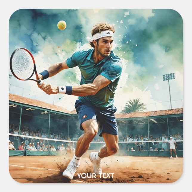 Pegatina Cuadrada Fantasy Cute Tennis Player Ball (Anverso)