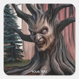 Pegatina Cuadrada Fantasy Cute Trees Forest Eyes