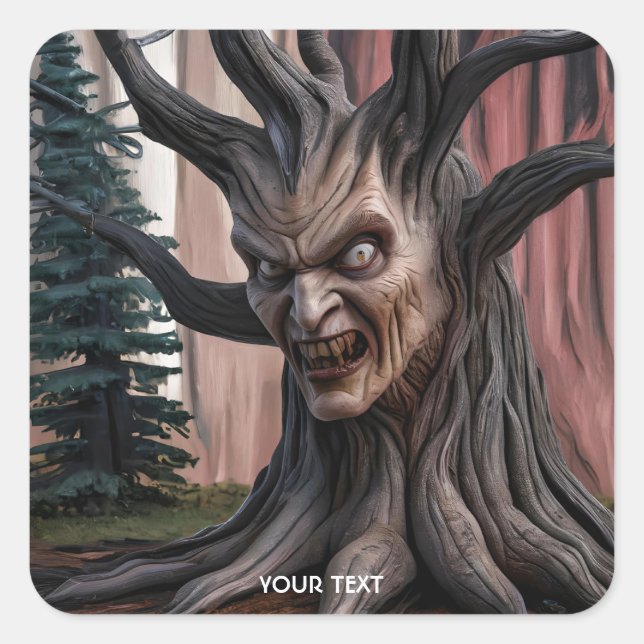 Pegatina Cuadrada Fantasy Cute Trees Forest Eyes (Anverso)