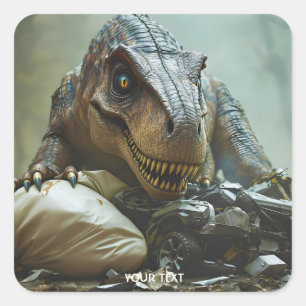 Pegatina Cuadrada Fantasy Cute Trex Wreck Car