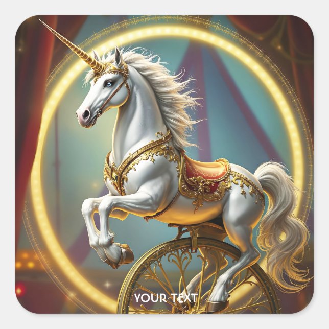 Pegatina Cuadrada Fantasy Cute Unicorn Whecus Circus (Anverso)