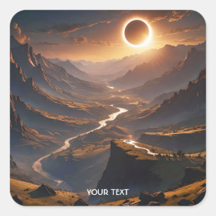 Pegatina Cuadrada Fantasy Cute Valley Eclipse solar