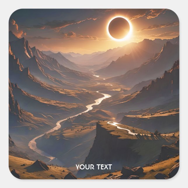 Pegatina Cuadrada Fantasy Cute Valley Eclipse solar (Anverso)