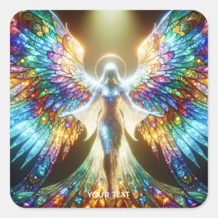Pegatina Cuadrada Fantasy Cute Vibrant Angel Light