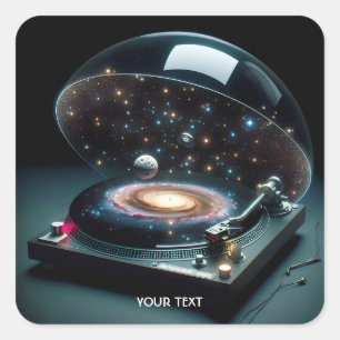 Pegatina Cuadrada Fantasy Cute Vinyl Player Space