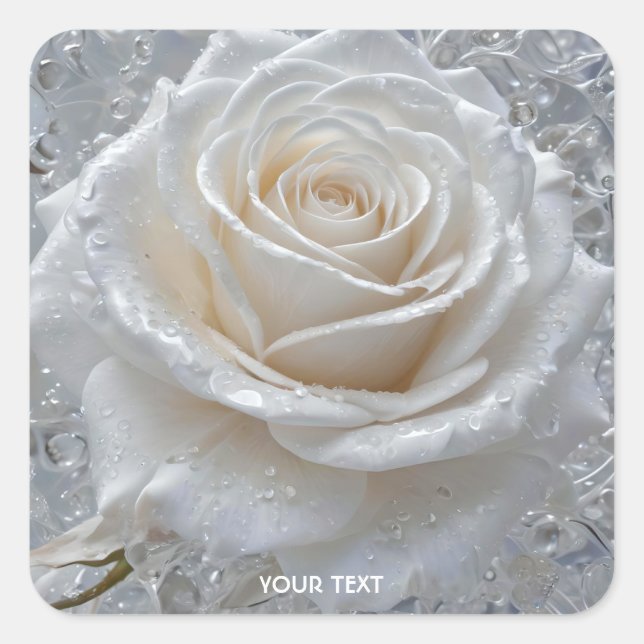 Pegatina Cuadrada Fantasy Cute White Rose Drots (Anverso)