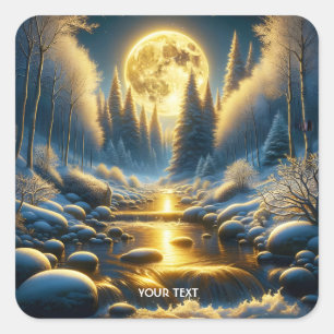 Pegatina Cuadrada Fantasy Cute Winter Moon River