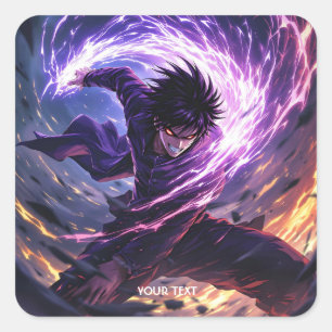 Pegatina Cuadrada Fantasy Cute Wizard Boy Light