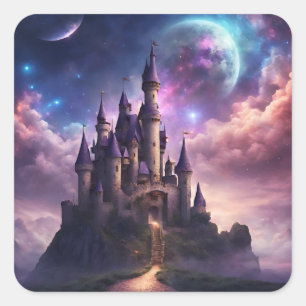 Pegatina Cuadrada Fantasy Fairy Tale Castle