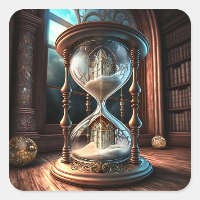 Pegatina Cuadrada Fantasy Hourglass (Anverso)