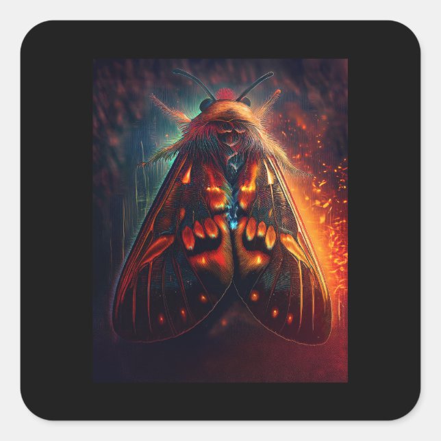 Pegatina Cuadrada Fantasy Version Of A Clown Face Tiger Moth (Anverso)