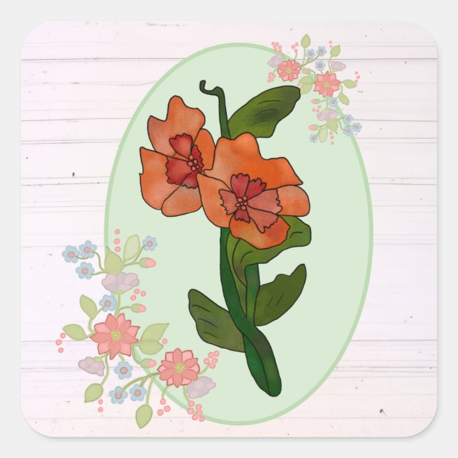 Pegatina Cuadrada Fantasyblume (Anverso)