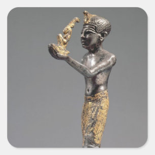 Pegatina Cuadrada Faraón ofreciendo una ofrenda ante la diosa Maat