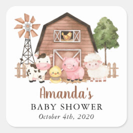Pegatina Cuadrada Farm Animals, Cute Animals, Barn, Baby Shower