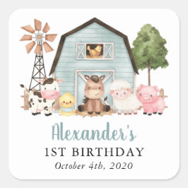 Pegatina Cuadrada Farm Animals, Cute Animals, Barn, First Birthday