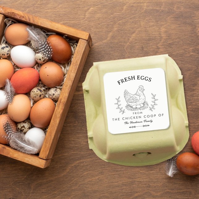 Pegatina Cuadrada Farm Fresh Eggs Custom Name label, Egg Carton  (Subido por el creador)