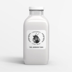 Pegatina Cuadrada Farm Name   Wreath   Goat Cheese Milk   Vintage