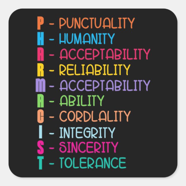 Pegatina Cuadrada Farmacia Cita Técnico Medicina Farmacéutica Farmac (Anverso)