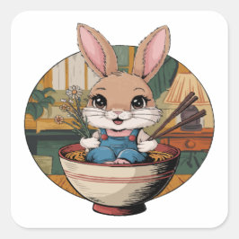 Pegatina Cuadrada Farmcore Ramen Bunny