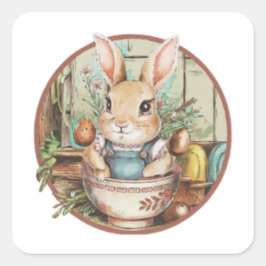 Pegatina Cuadrada Farmcore Ramen Bunny
