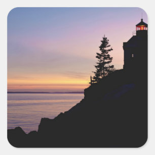 Pegatina Cuadrada Faro de Bass Harbor en la isla del Monte Desierto,