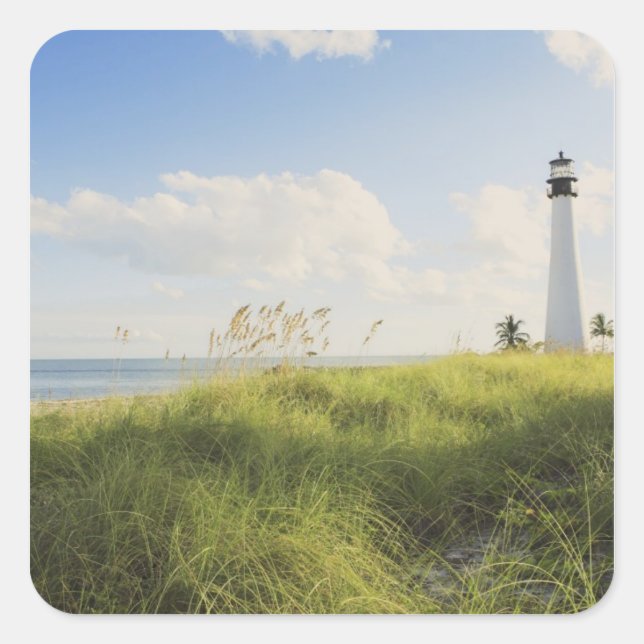 Pegatina Cuadrada Faro de Cabo Florida Bill Baggs, Bill Baggs (Anverso)