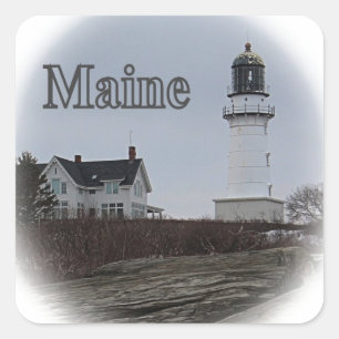 Pegatina Cuadrada Faro de Cape Elizabeth