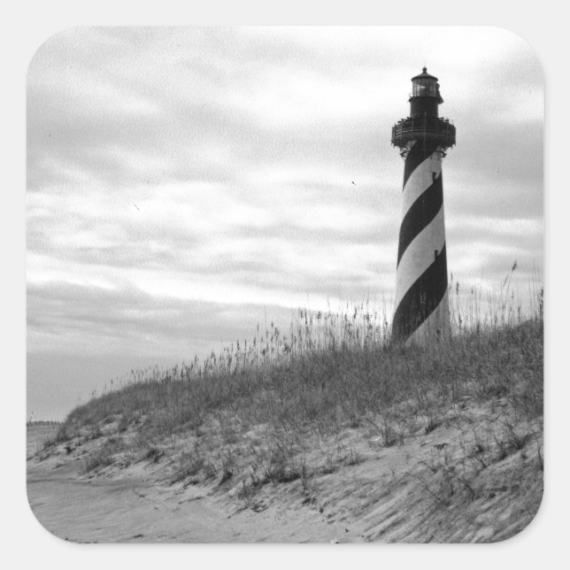 Pegatina Cuadrada Faro de Cape Hatteras (Anverso)