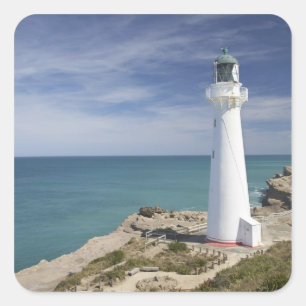Pegatina Cuadrada Faro de Castle Point, Castlepoint, Wairarapa,