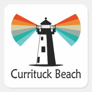 Pegatina Cuadrada Faro de Currituck Beach Arcoíris