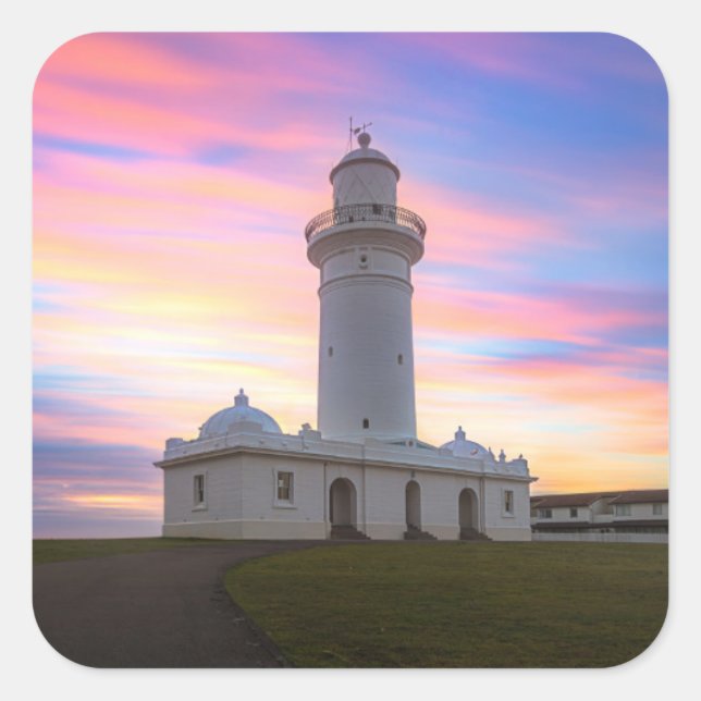 Pegatina Cuadrada Faro de Macquarie | Sydney, Australia (Anverso)