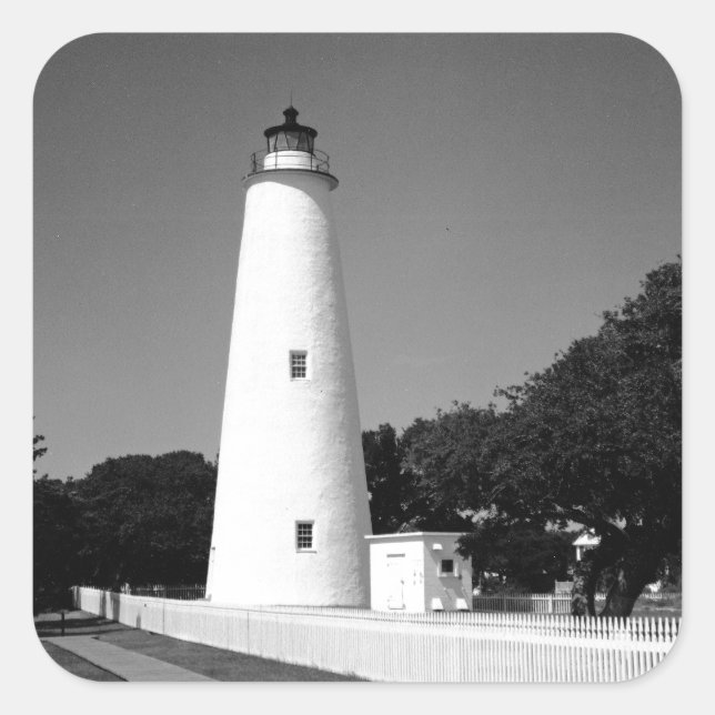 Pegatina Cuadrada Faro de Ocracoke (Anverso)