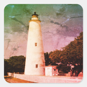 Pegatina Cuadrada Faro de Ocracoke