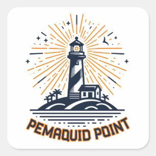 Pegatina Cuadrada Faro de Pemaquid Point al amanecer