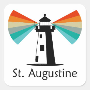Pegatina Cuadrada Faro de St. Augustine Florida Arcoíris