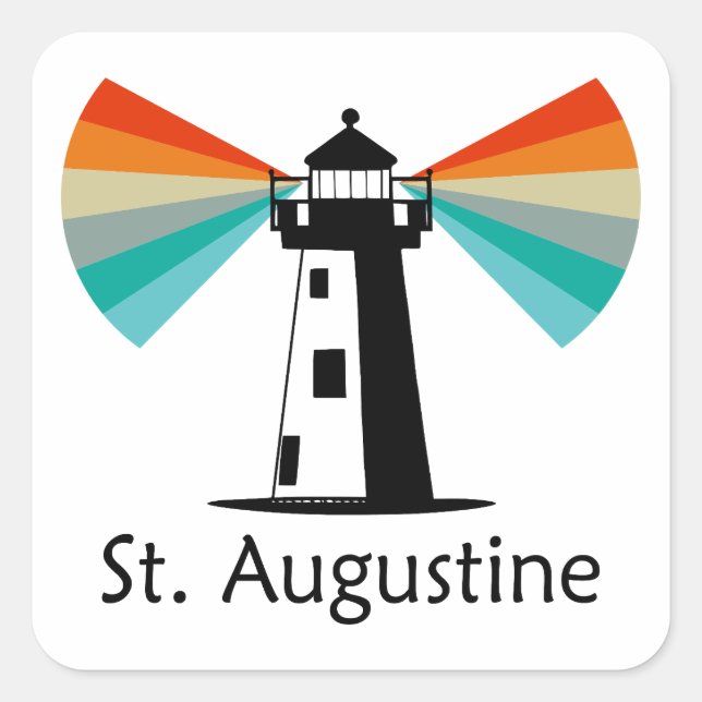 Pegatina Cuadrada Faro de St. Augustine Florida Arcoíris (Anverso)