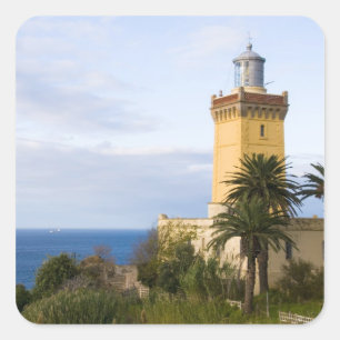 Pegatina Cuadrada Faro de Tánger Marruecos en Cabo Espartel