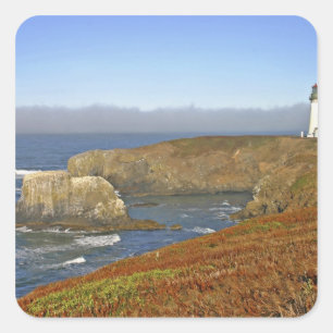 Pegatina Cuadrada Faro de Yaquina Head en Newport Oregon