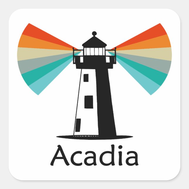Pegatina Cuadrada Faro del Arco Iris del Parque Nacional Acadia (Anverso)