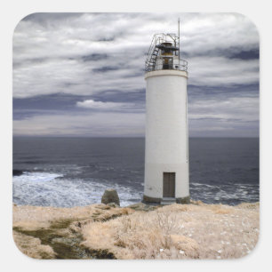 Pegatina Cuadrada Faro el   Galicia, España de Laxe