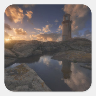 Pegatina Cuadrada Faro el   Galicia, España de Muxia