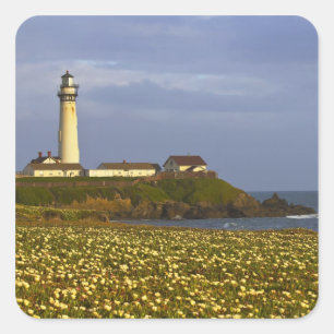 Pegatina Cuadrada Faro en Pigeon Point State Beach en San