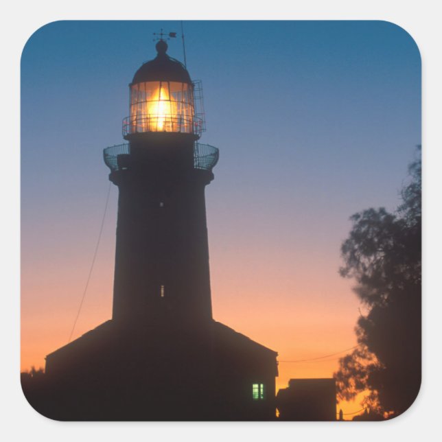 Pegatina Cuadrada Faro, isla Robben, Ciudad del Cabo 2 (Anverso)