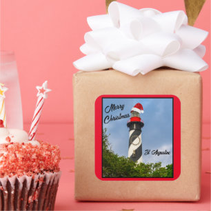 Pegatina Cuadrada Faro San Agustín Florida de Feliz Navidad