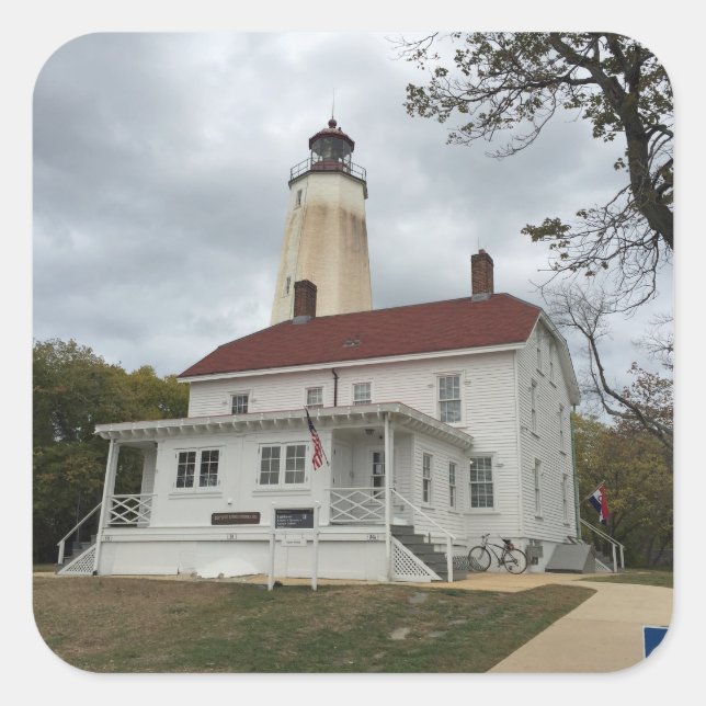 Pegatina Cuadrada Faro Sandy Hook (Anverso)